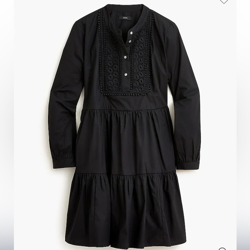 J. Crew Factory Embroidered stretch cotton poplin tiered dress Size Large